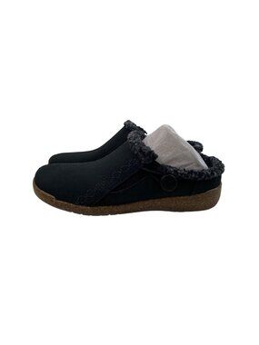 Earth Origins Womens Black Faux Suede Fleece-Lined Clogs Size 7M